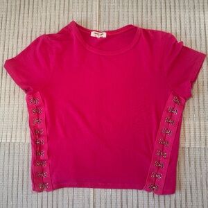 Heart & Hips Hot Pink Cropped Top with Side Hook Detail - Size M